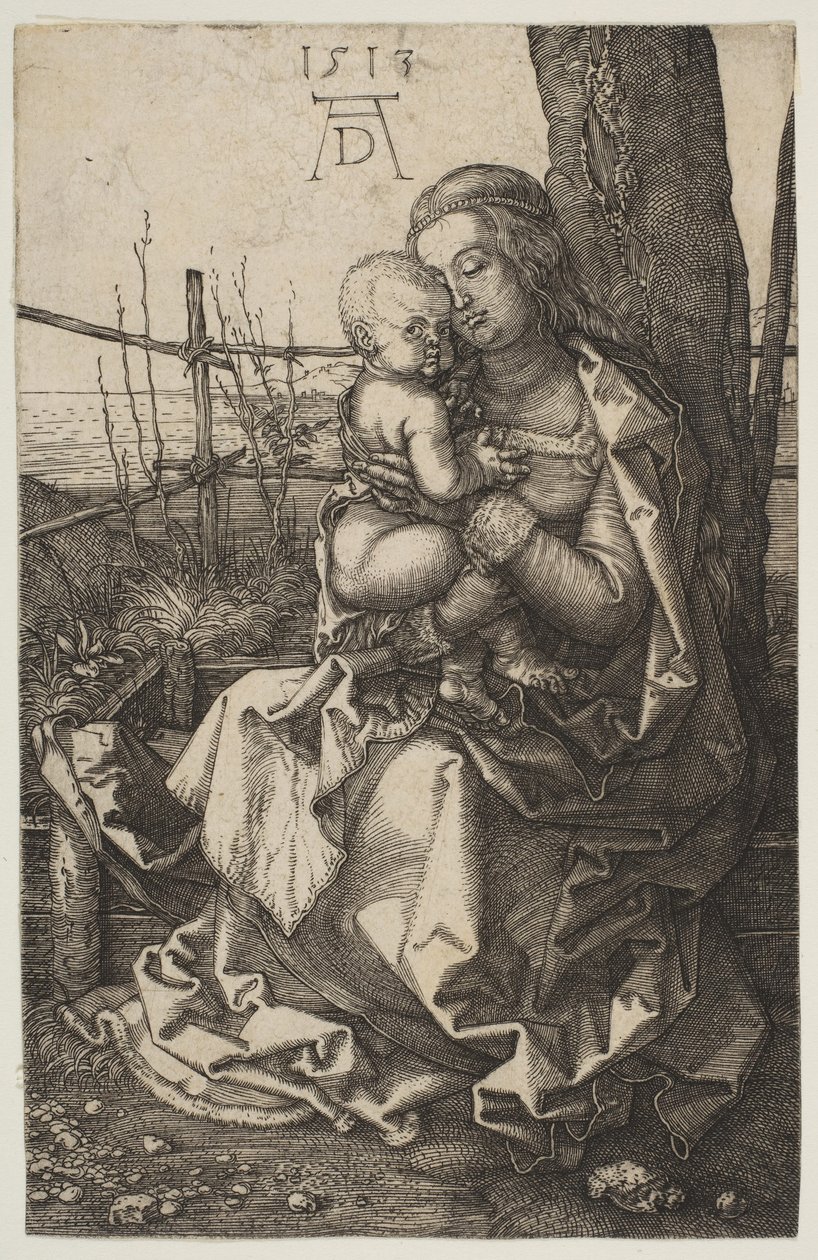 Dziewica i dziecko siedzące przy drzewie, 1513. autorstwa Albrecht Dürer