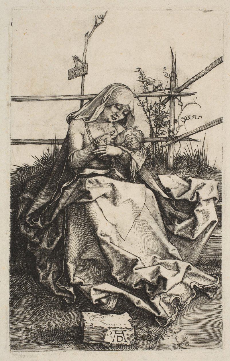 Dziewica z Dzieciątkiem na trawiastej ławce, 1503. autorstwa Albrecht Dürer