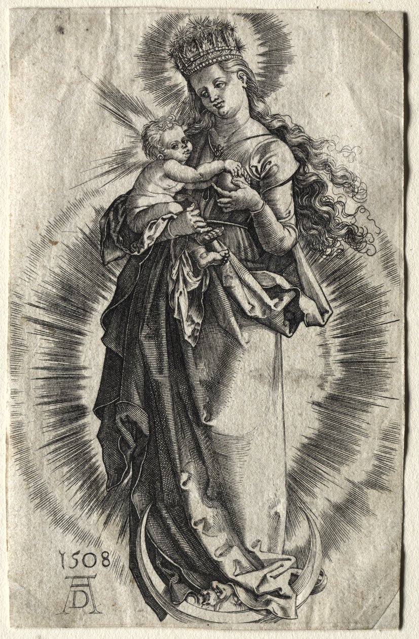Dziewica na półksiężycu z gwiaździstą koroną autorstwa Albrecht Dürer