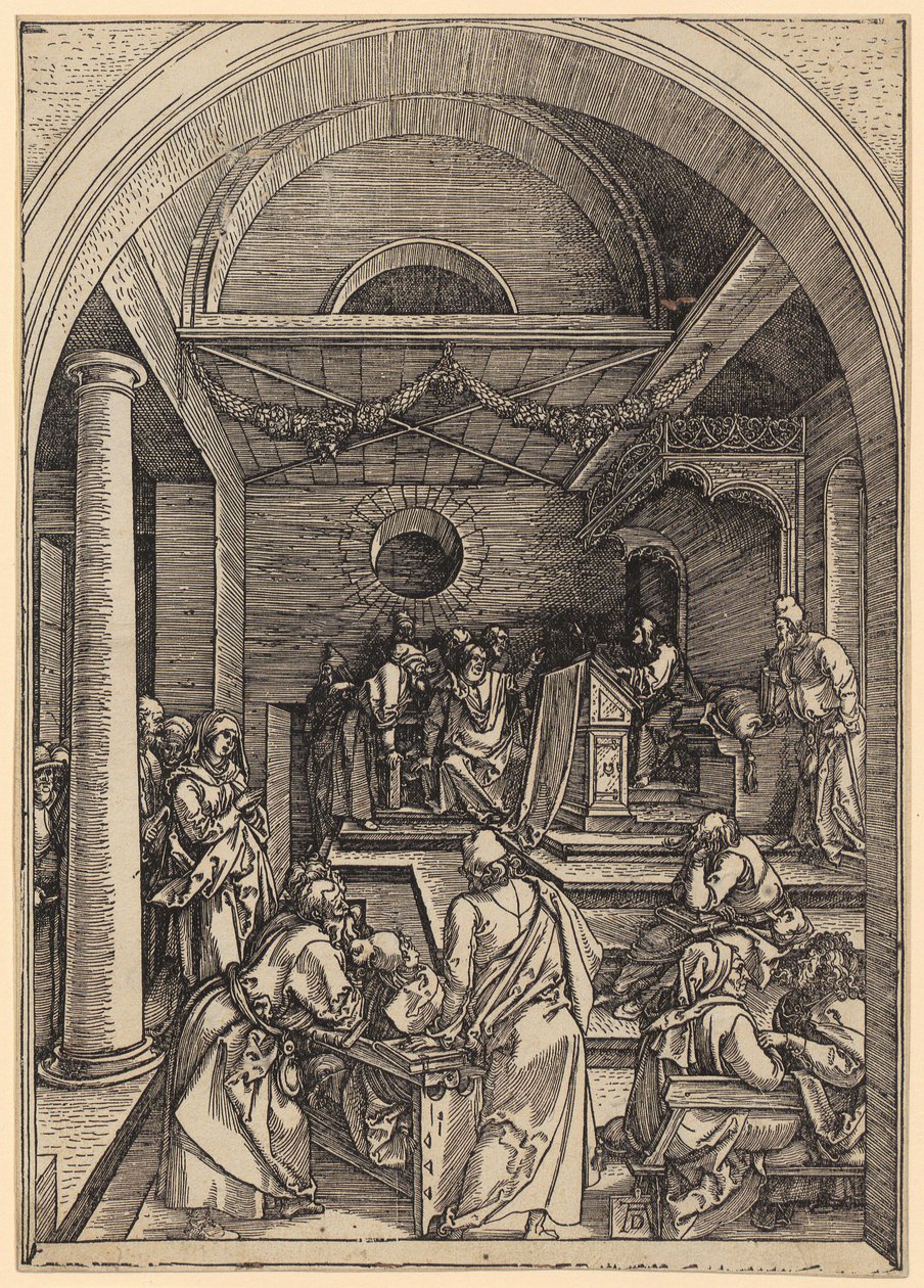 Dwunastoletni Jezus w świątyni, strona 16 serii „Życie Maryi” autorstwa Albrecht Dürer