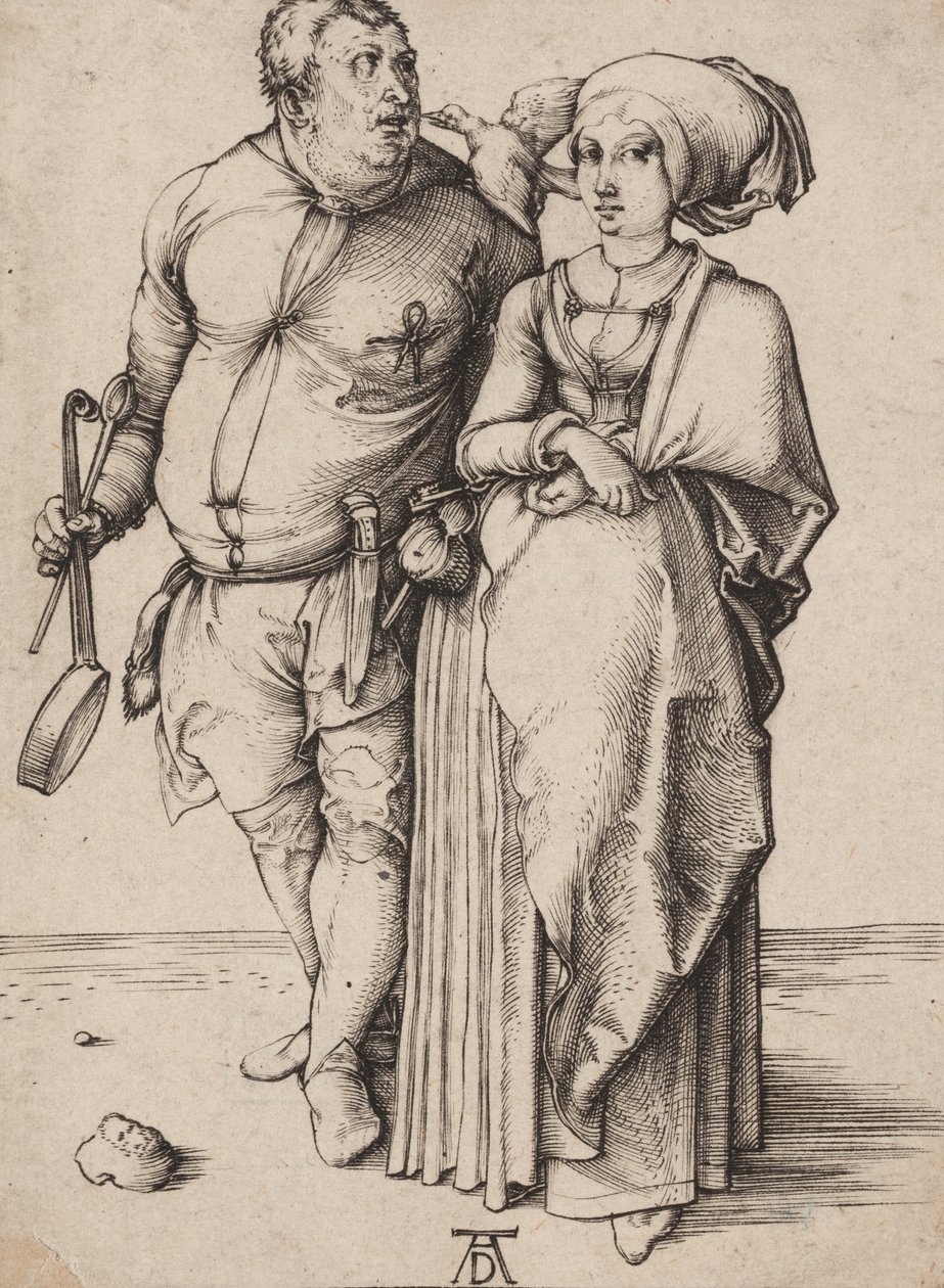 Kucharz i jego żona, c.1496 (grawerowanie) autorstwa Albrecht Dürer