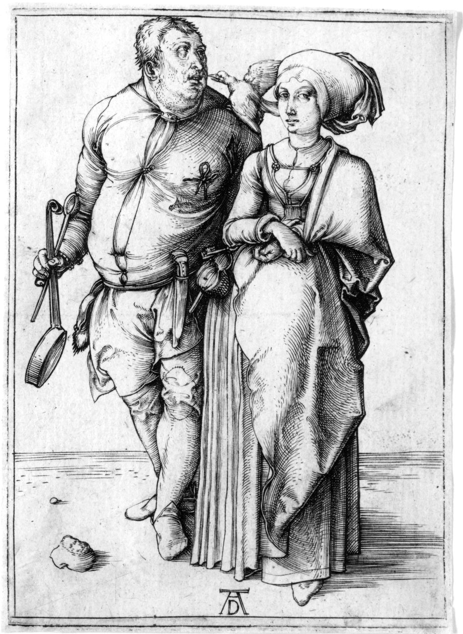 Kucharz i jego żona, c.1496 (grafika) autorstwa Albrecht Dürer
