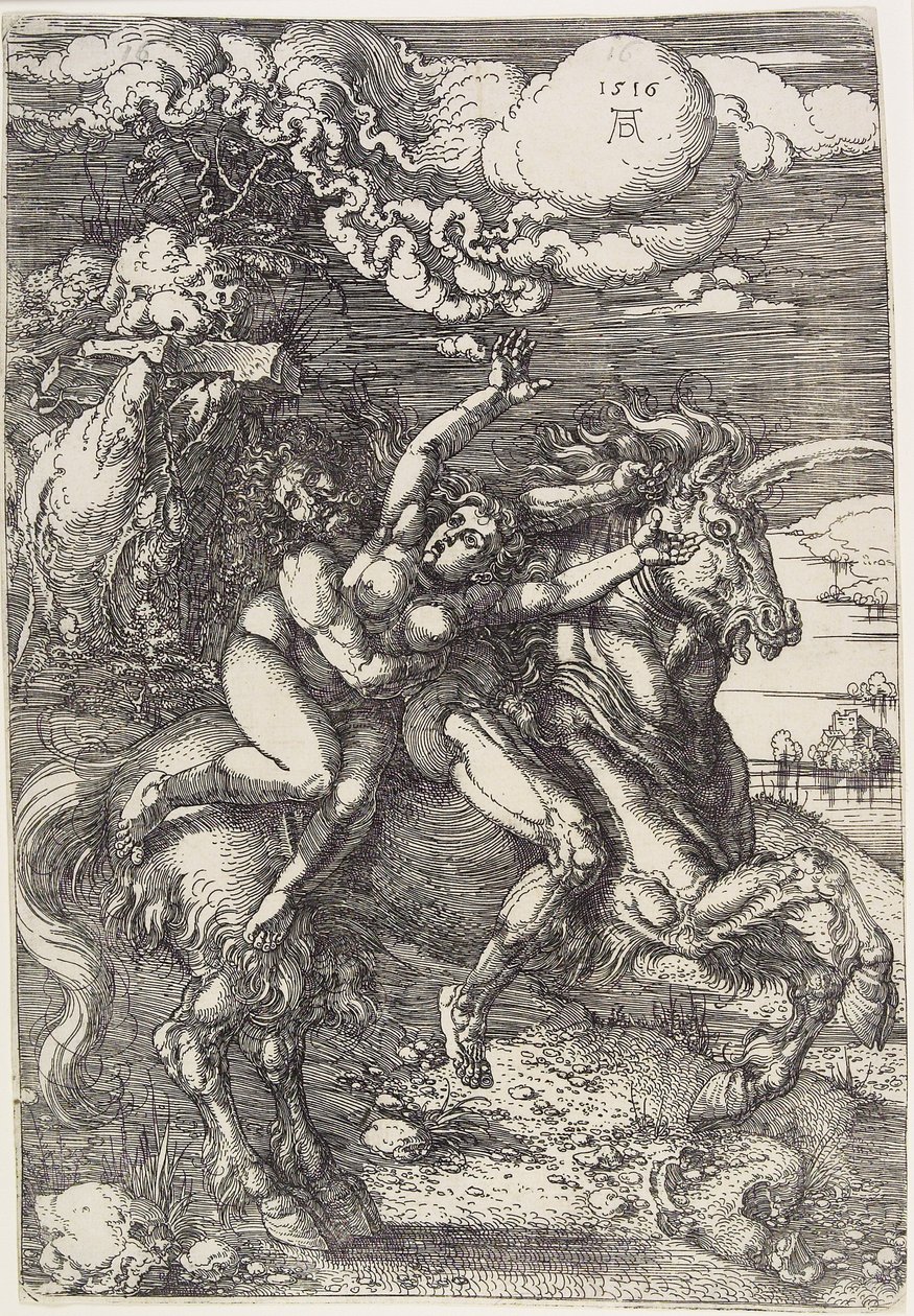 Porwanie na jednorożcu autorstwa Albrecht Dürer