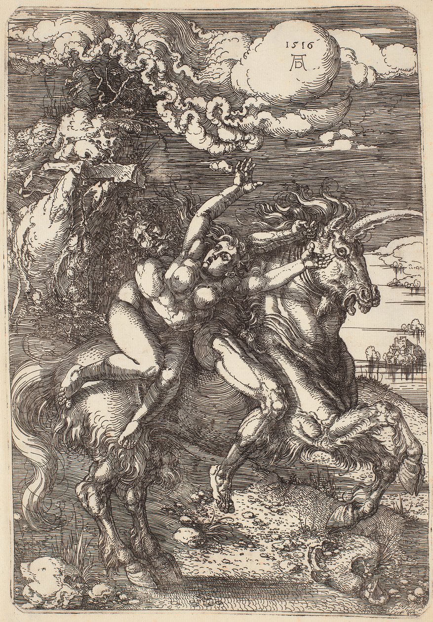 Porwanie na jednorożcu autorstwa Albrecht Dürer