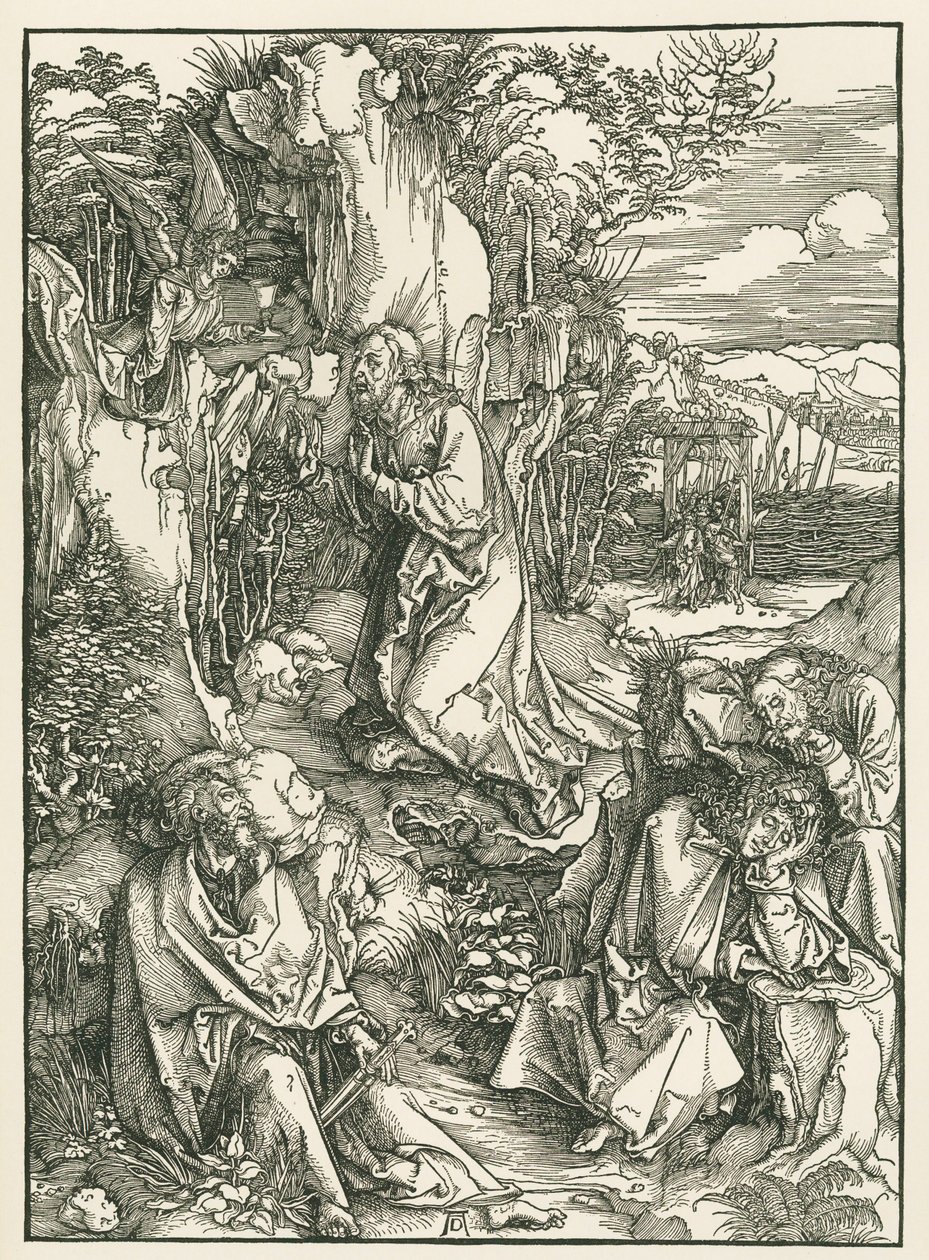 Agonia w Ogrójcu - Chrystus na Górze Oliwnej, ok. 1496-97 (drzeworyt) autorstwa Albrecht Dürer or Duerer