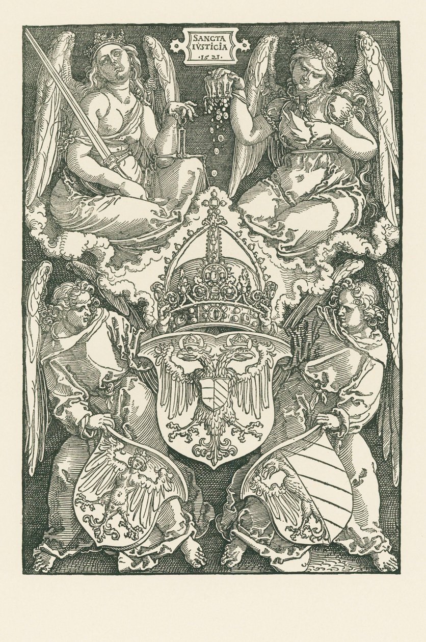 Alegoria z herbem Cesarstwa i miasta Norymbergi autorstwa Albrecht Dürer or Duerer
