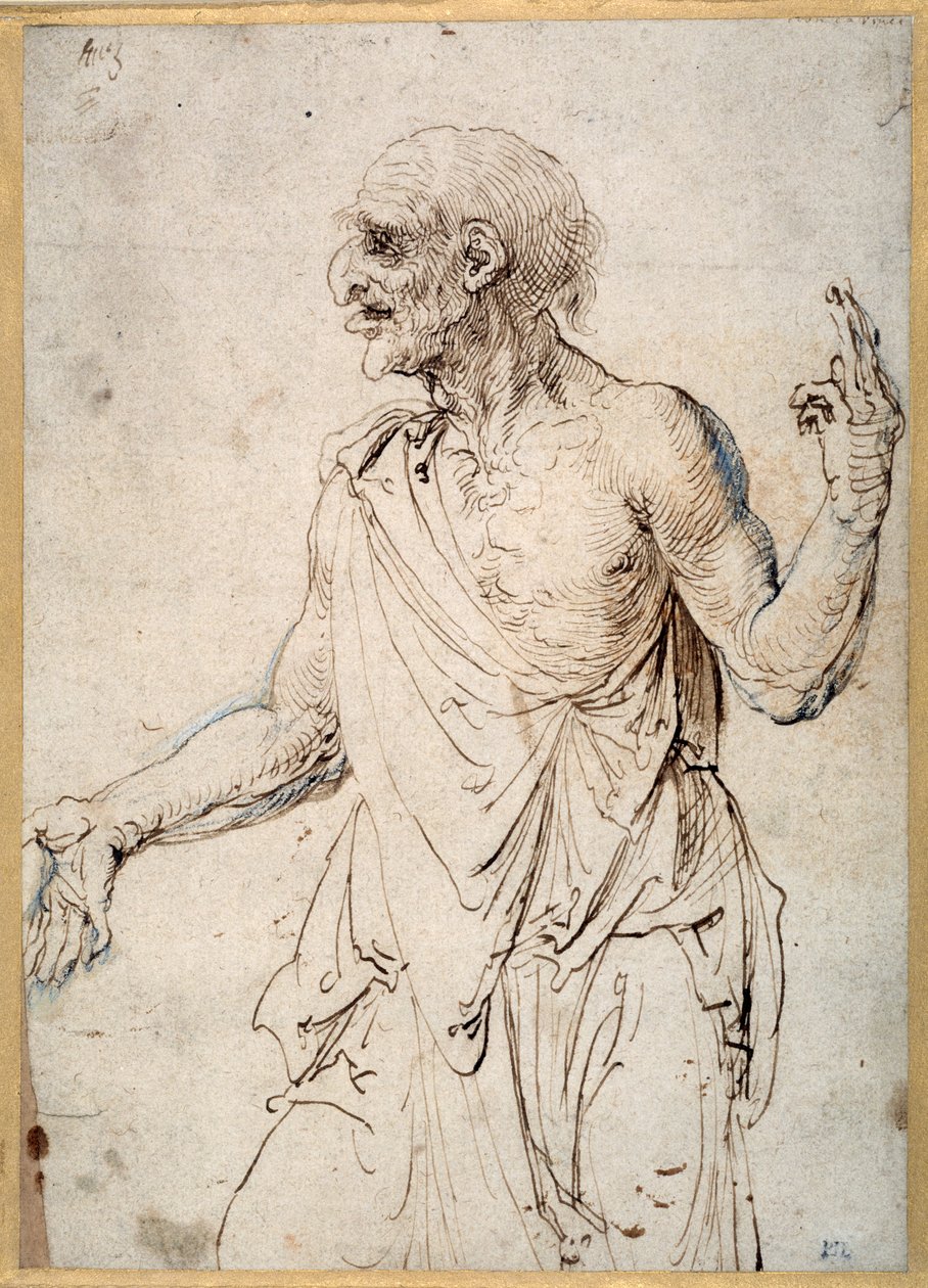 Stary człowiek gestykulujący (pióro i atrament na papierze) autorstwa Albrecht Dürer