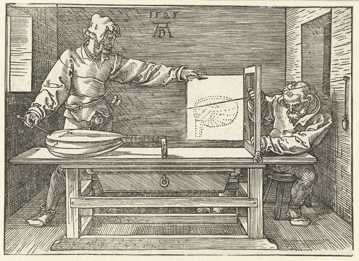 Artysta rysujący lutnię autorstwa Albrecht Dürer or Duerer
