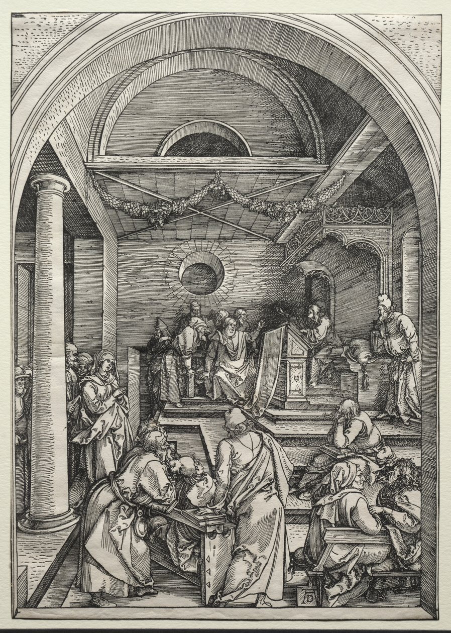 Chrystus spierający się z lekarzami, ok. 1503-1504 (drzeworyt) autorstwa Albrecht Dürer or Duerer
