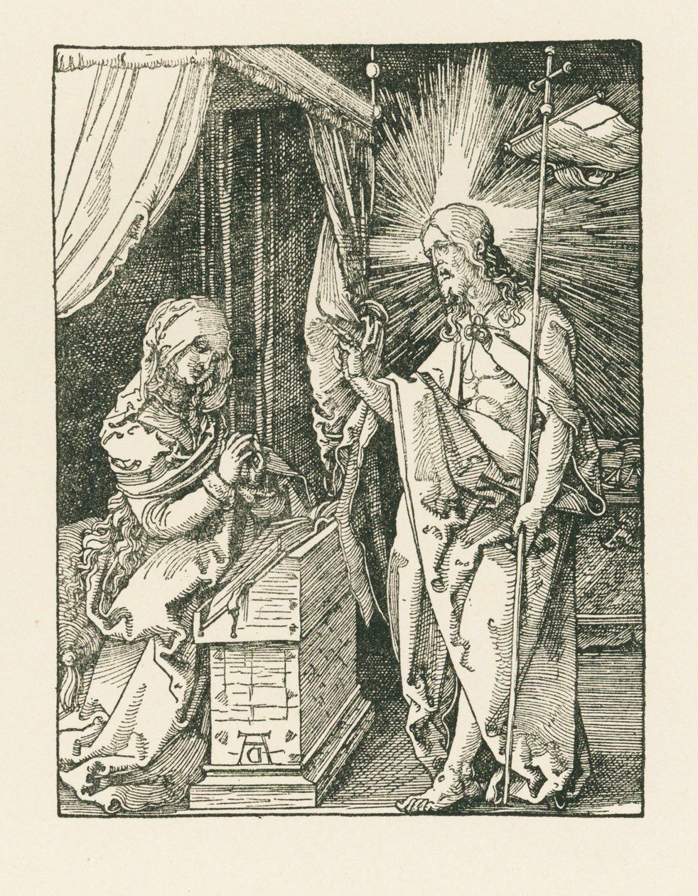 Chrystus ukazujący się Matce, ok. 1510 (drzeworyt) autorstwa Albrecht Dürer or Duerer