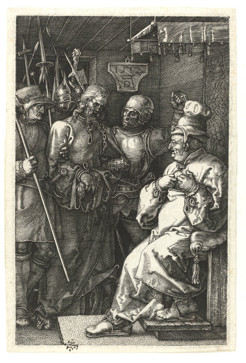 Chrystus przed Kajfaszem. 1512 (Grawer Burin na miedzi) autorstwa Albrecht Dürer