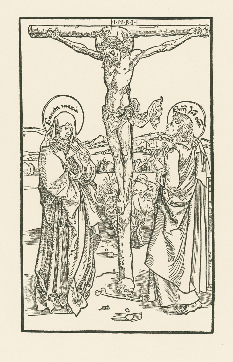 Chrystus na krzyżu z Maryją Dziewicą i świętym Janem autorstwa Albrecht Dürer or Duerer