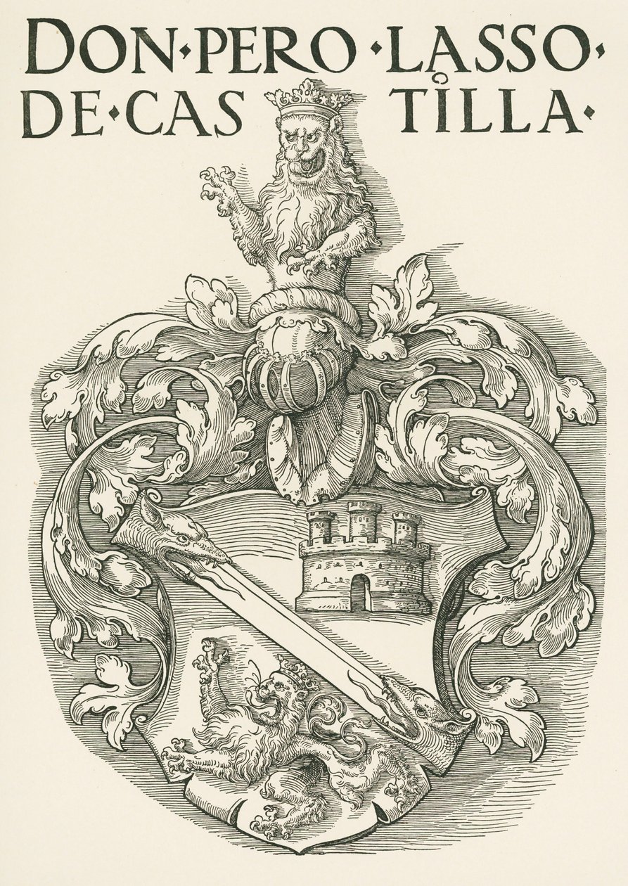 Herb Don Pedro Lasso de Castilla, ok. 1530 r. (drzeworyt) autorstwa Albrecht Dürer or Duerer