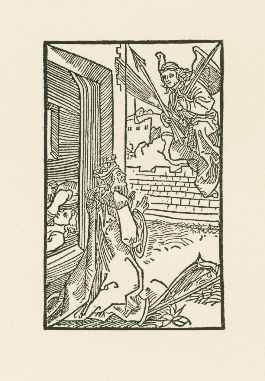 Modlący się Dawid. Ilustracja do Diurnale s m chorum ecclesie Basilien. Druk: Johann Bergmann, Bazylea autorstwa Albrecht Dürer or Duerer