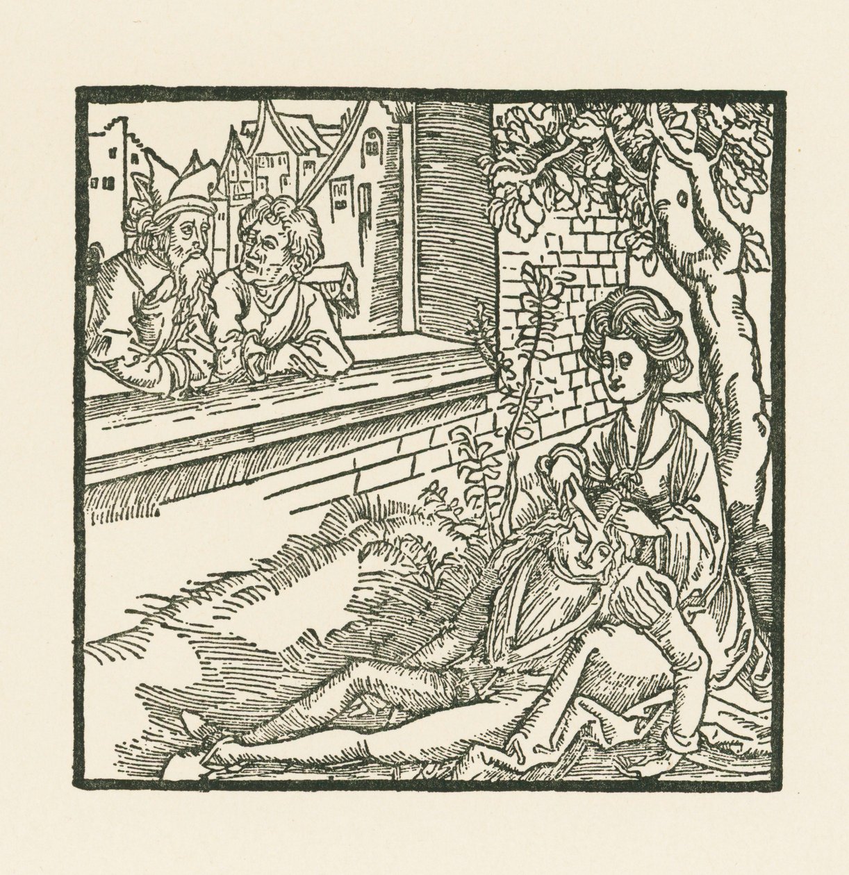 Delilah obcina włosy Samsonowi autorstwa Albrecht Dürer or Duerer
