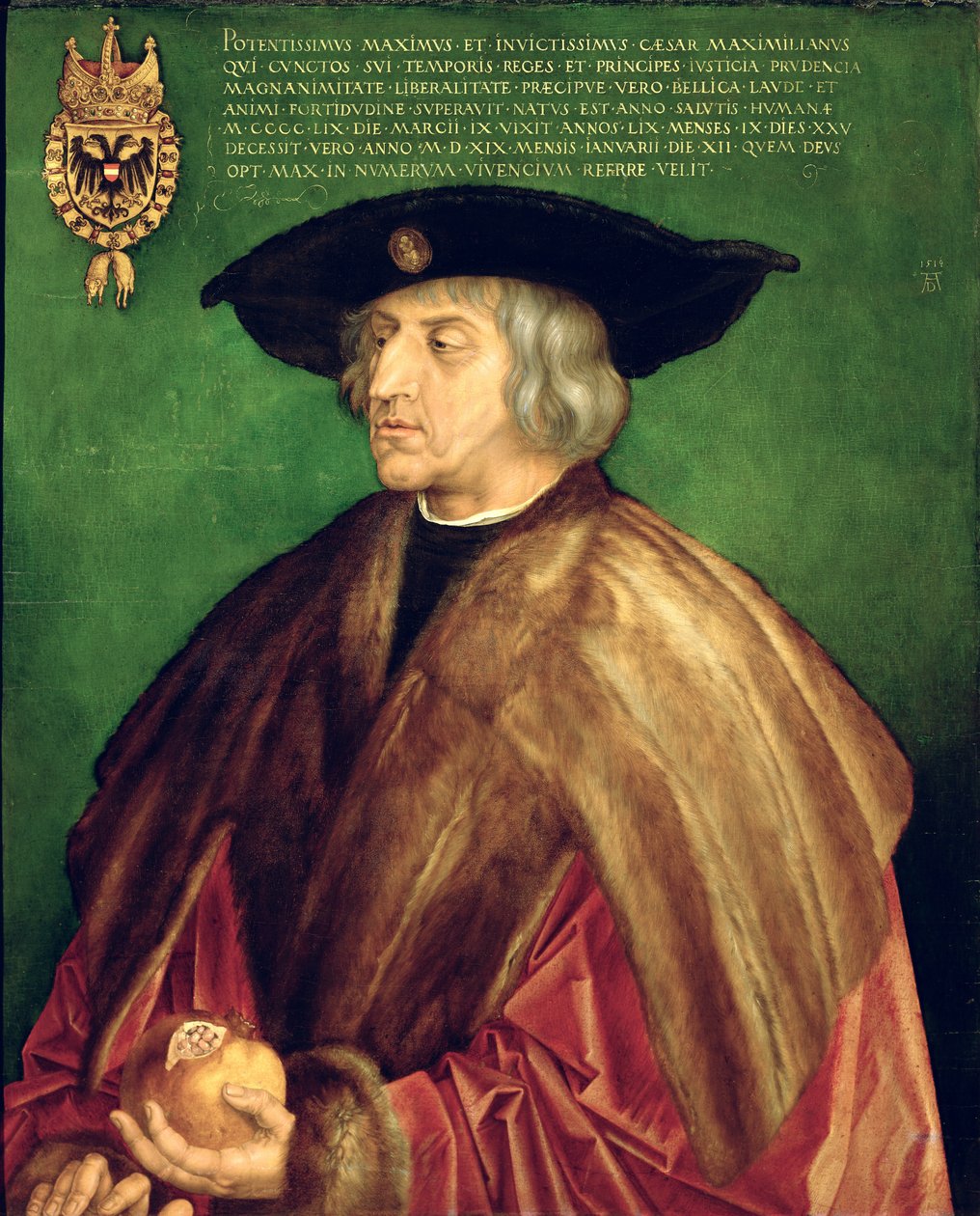 Cesarz Maksymilian I (olej na desce) autorstwa Albrecht Dürer