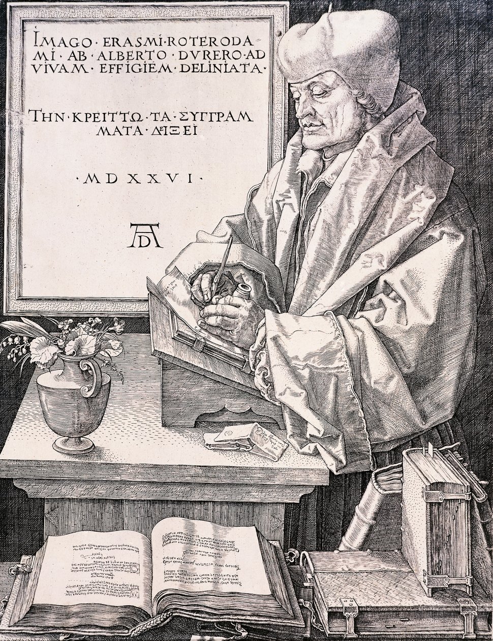 Erazm z Rotterdamu (Rotterdam 1466-1469 - Bazylea 1536), humanista i teolog autorstwa Albrecht Dürer