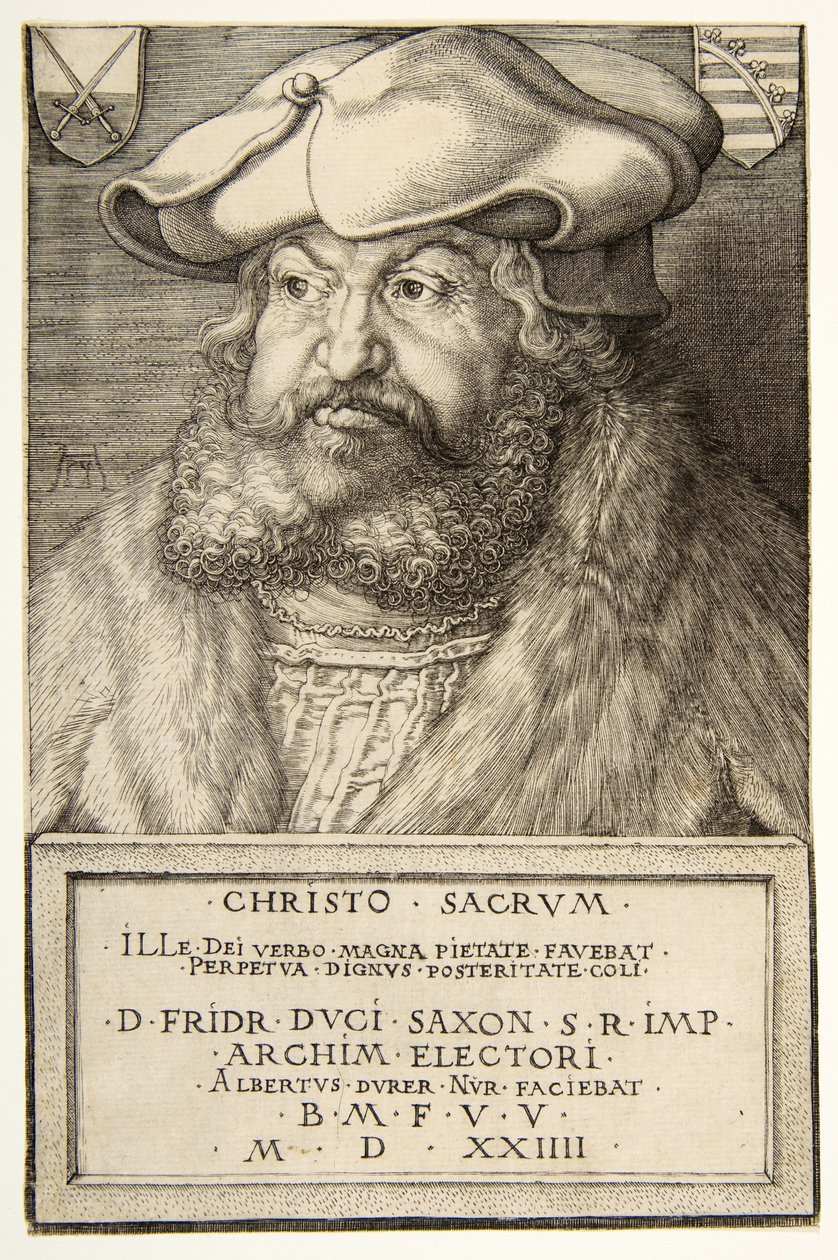 Fryderyk Mądry, Elektor Saksonii, wyd. 1524 (grawerowanie) autorstwa Albrecht Dürer
