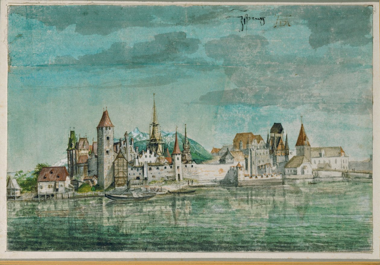 Innsbruck widziany przez rzekę Inn autorstwa Albrecht Dürer or Duerer