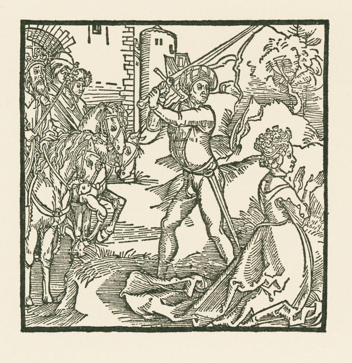 Król Jehu ściął głowę swojej żonie Izebel. autorstwa Albrecht Dürer or Duerer