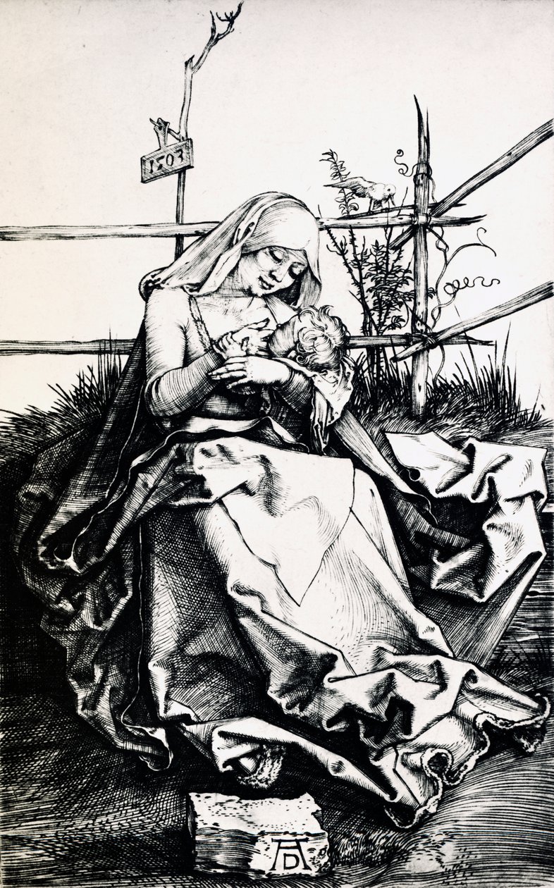 Madonna z Dzieciątkiem w ogrodzeniu (grawerowanie na miedzi) autorstwa Albrecht Dürer