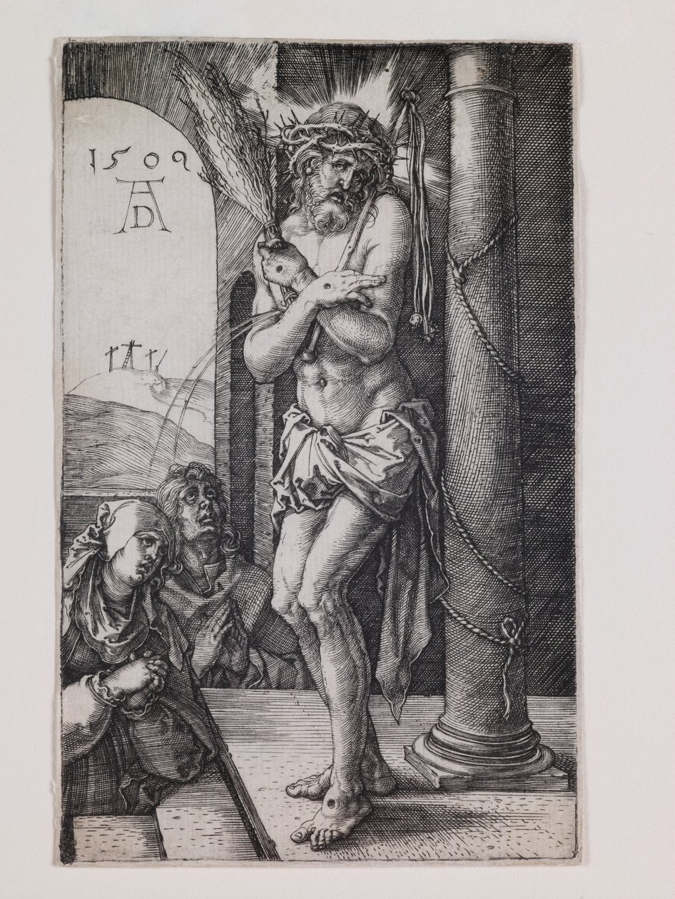 Człowiek Boleści przy kolumnie, z serii "Mała Pasja" autorstwa Albrecht Dürer or Duerer
