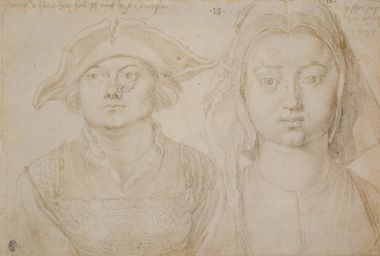 Marks Ulstat; Piękna młoda kobieta z Antwerpii, ok. 1520-21 r. (srebro, zagruntowane na papierze kredowanym w kolorze kości słoniowej) autorstwa Albrecht Dürer or Duerer