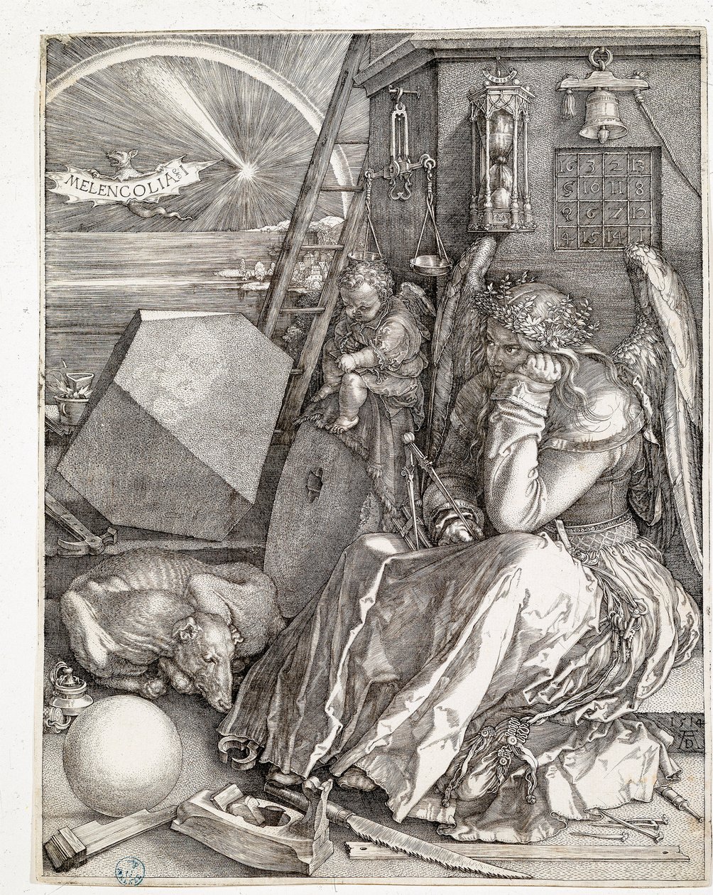 Melancholia I (Grawerowanie autorstwa Albrecht Dürer