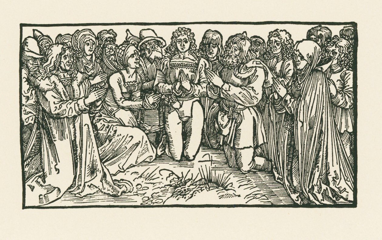 Mężczyźni i kobiety na modlitwie autorstwa Albrecht Dürer or Duerer