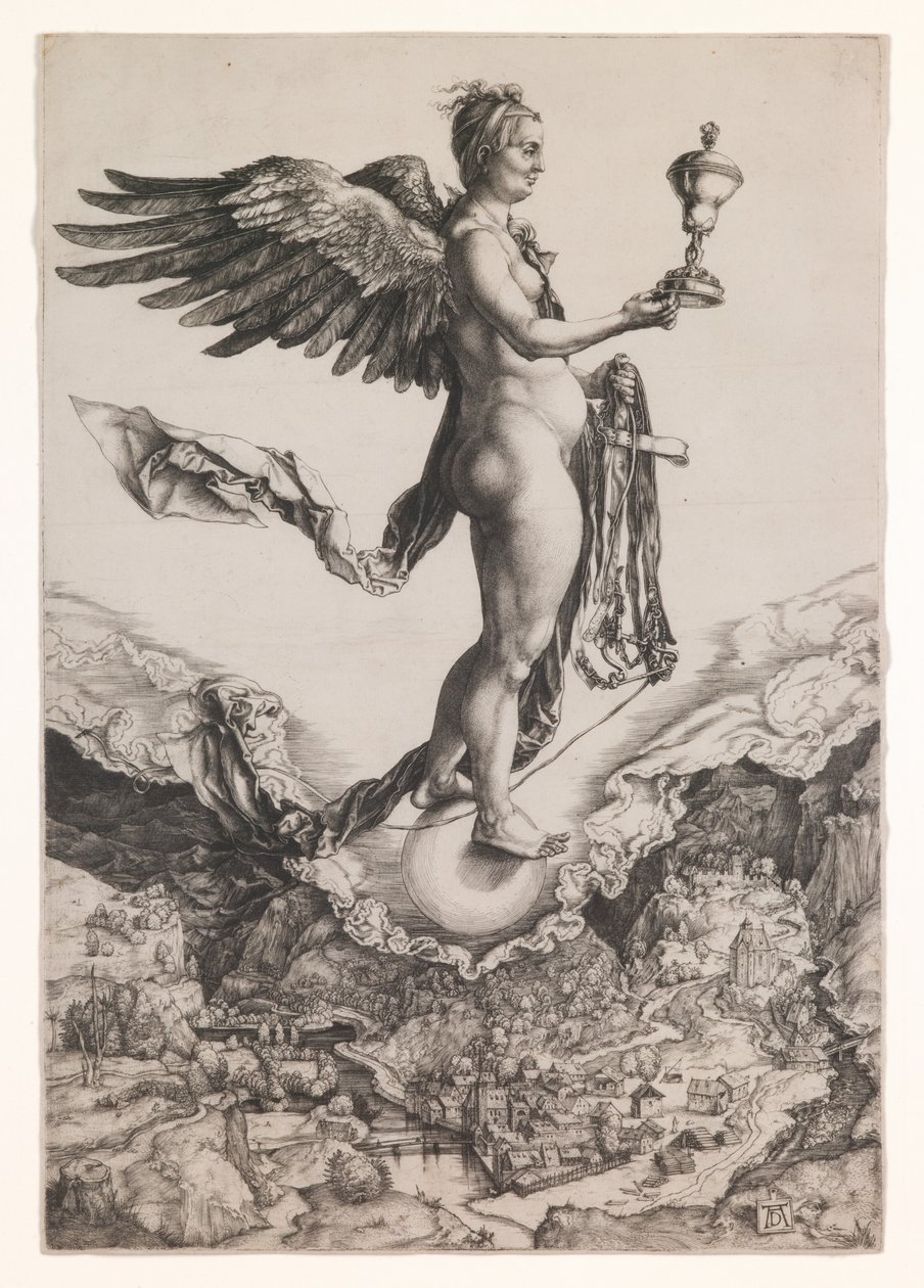 Nemezis, ok. 1501-2 (rycina) autorstwa Albrecht Dürer or Duerer