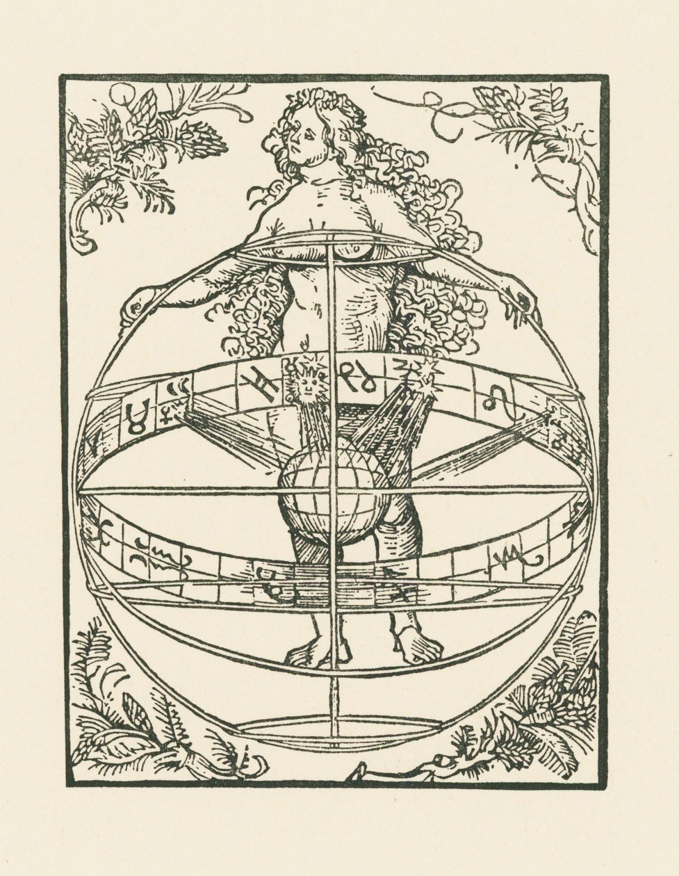Naga kobieta z zodiakiem, ok. 1502-03 (drzeworyt) autorstwa Albrecht Dürer or Duerer