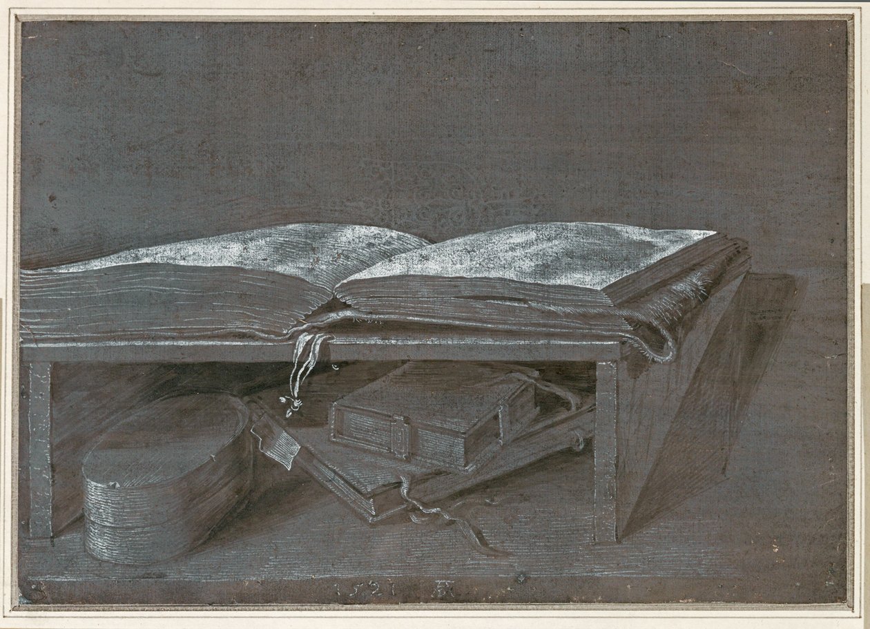 Otwarta książka (rysunek pędzlem na brązowym papierze) autorstwa Albrecht Dürer or Duerer