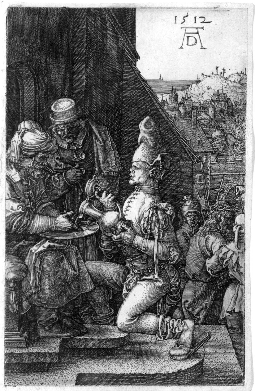 Piłat myjący ręce, z wyrytej pasji, 1512 autorstwa Albrecht Dürer
