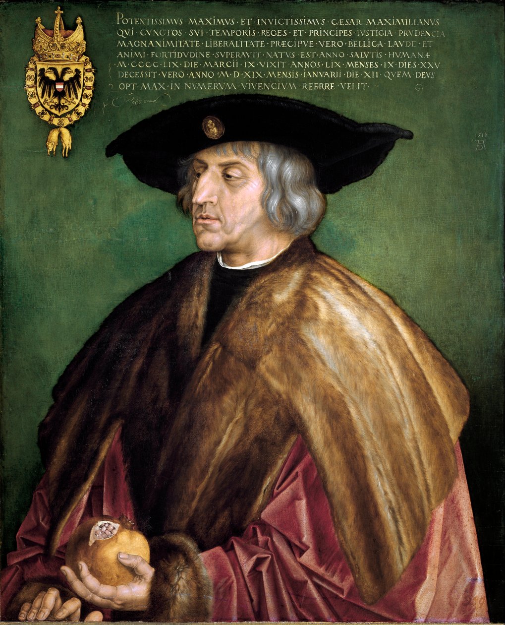 Portret cesarza Maksymiliana I Habsburga (1459-1519), obraz niemieckiego cesarza rzymskiego autorstwa Albrechta Durera (1471-1528) autorstwa Albrecht Dürer