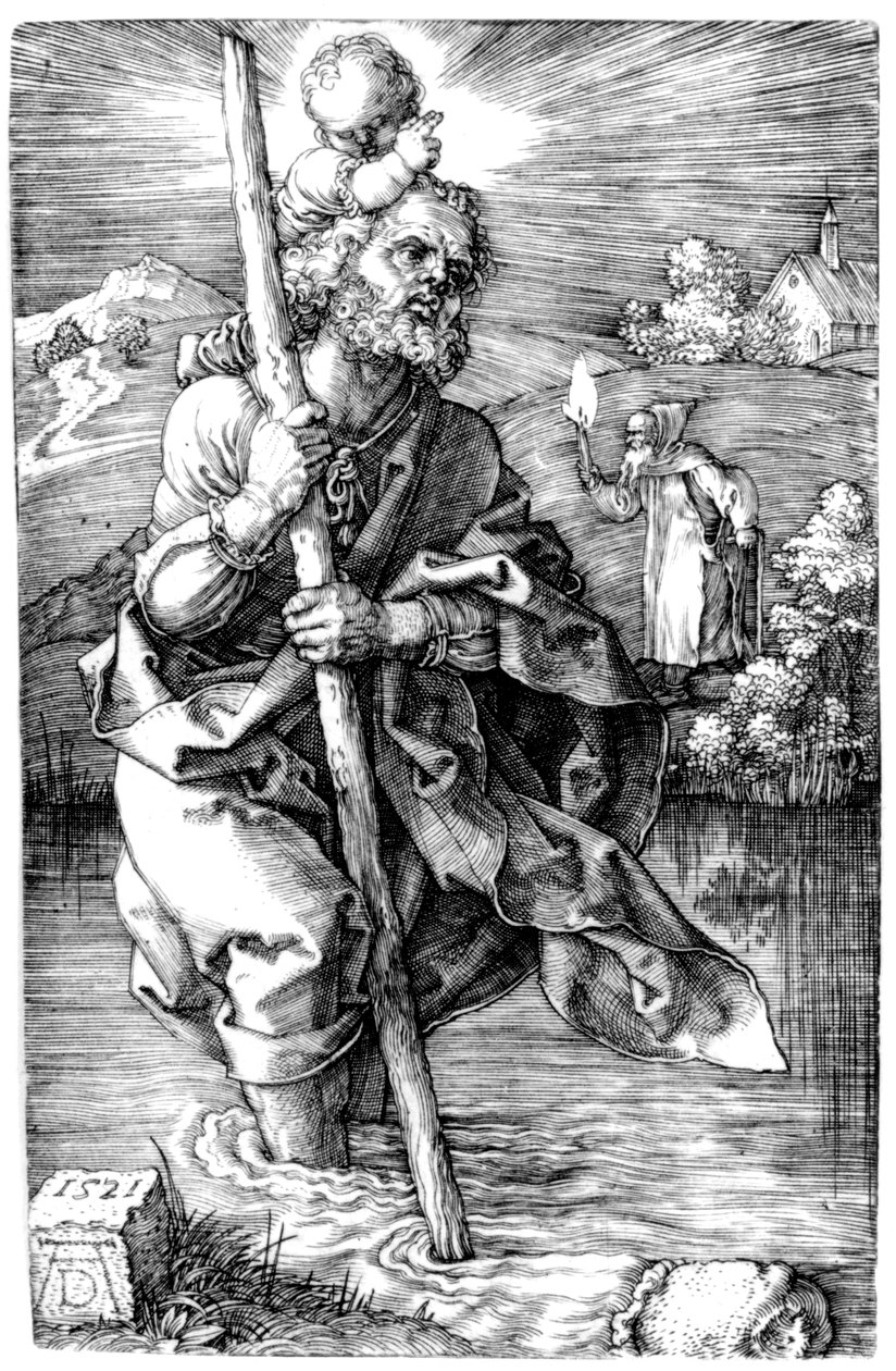 Święty Krzysztof zwrócony w prawo autorstwa Albrecht Dürer