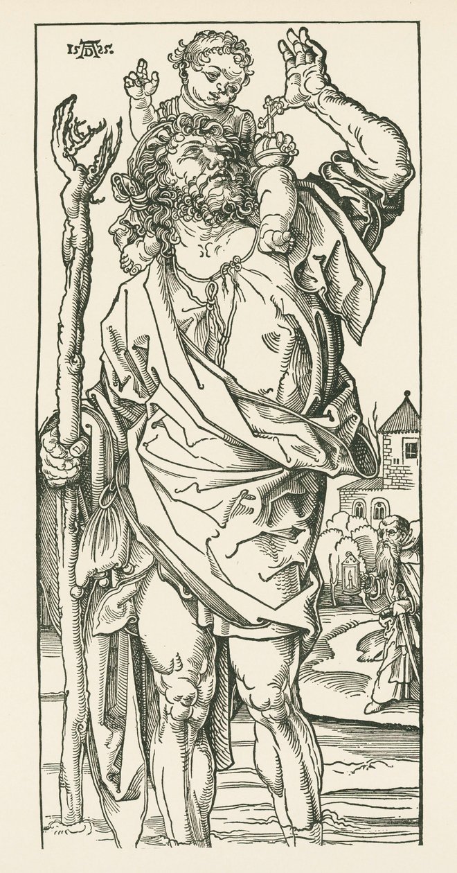 Święty Krzysztof. Norymberga, ok. 1500-05 (drzeworyt) autorstwa Albrecht Dürer or Duerer