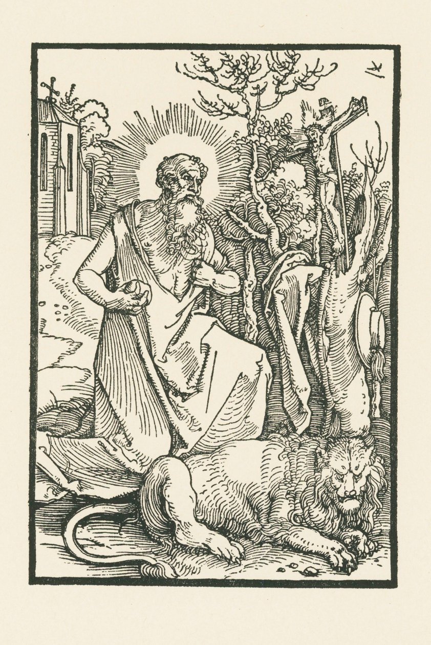 Święty Hieronim. Ilustracja do Lukas von Prag: Apologia. Druk: Hieronymus Höltzel, Norymberga autorstwa Albrecht Dürer or Duerer