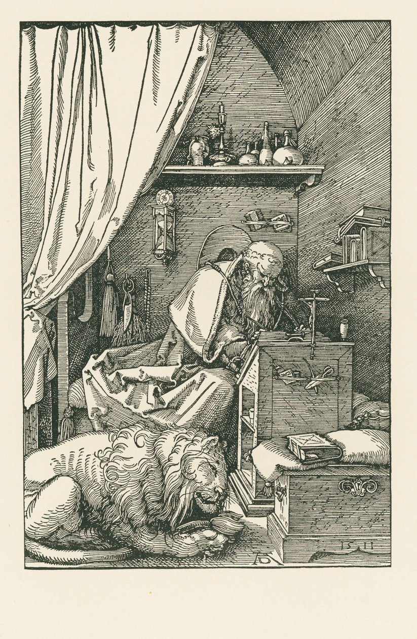Święty Hieronim w swojej celi autorstwa Albrecht Dürer or Duerer
