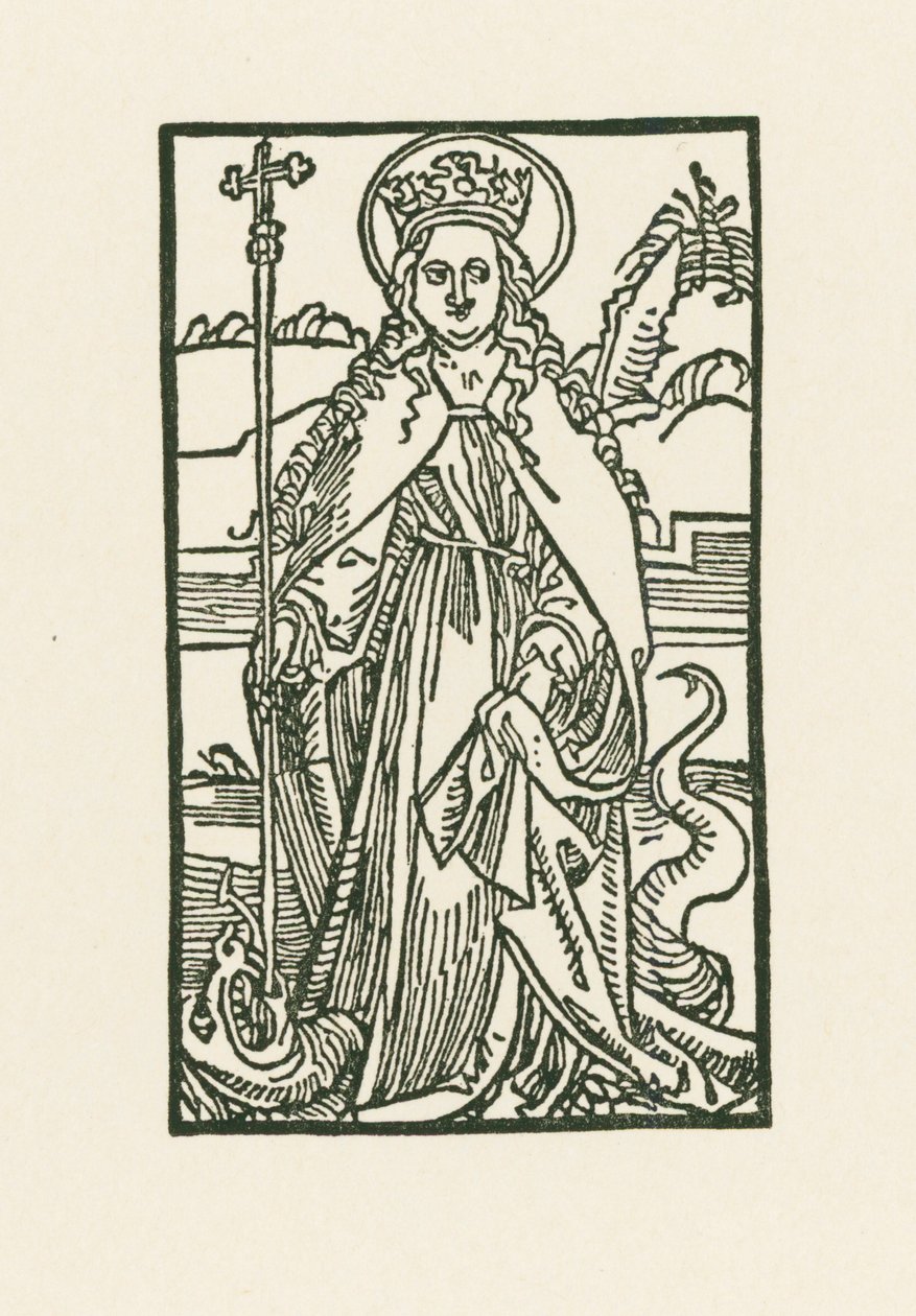 Święta Małgorzata. Ilustracja do Hortulus Anime. Druk: Michael Furter, Bazylea autorstwa Albrecht Dürer or Duerer