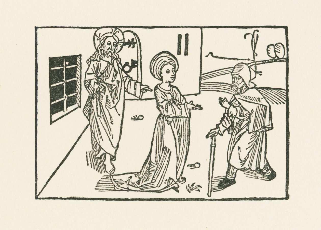 Drugie dzieło miłosierdzia: przyjęcie pielgrzyma w jego domu autorstwa Albrecht Dürer or Duerer