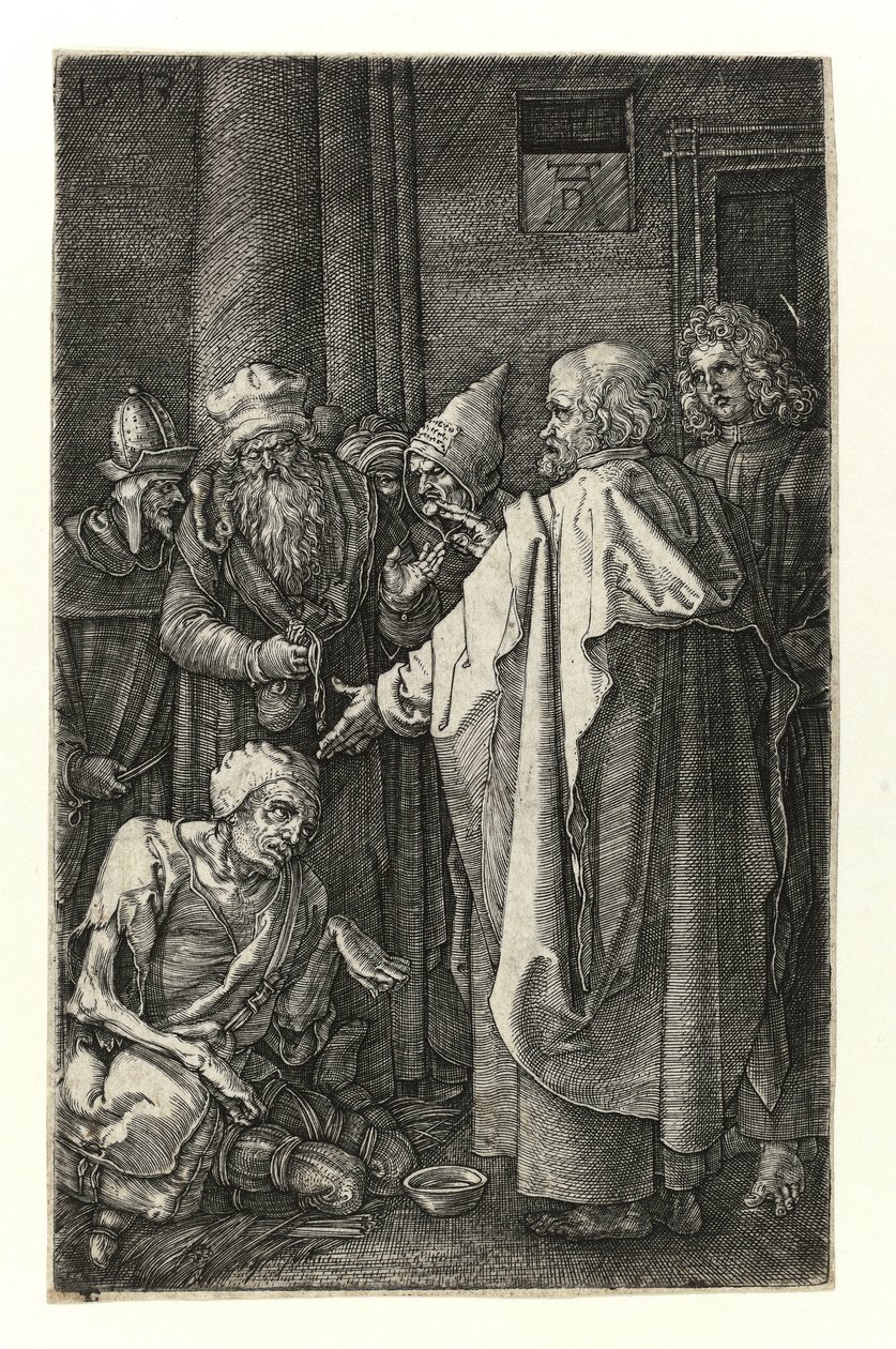 Św. Piotr i św. Jan uzdrawiają kalek przy bramie świątyni autorstwa Albrecht Dürer
