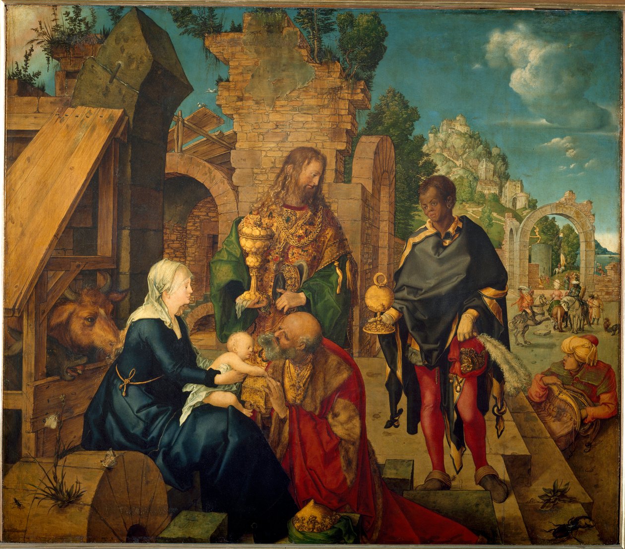 Pokłon Trzech Króli (malarstwo na drewnie) autorstwa Albrecht Dürer