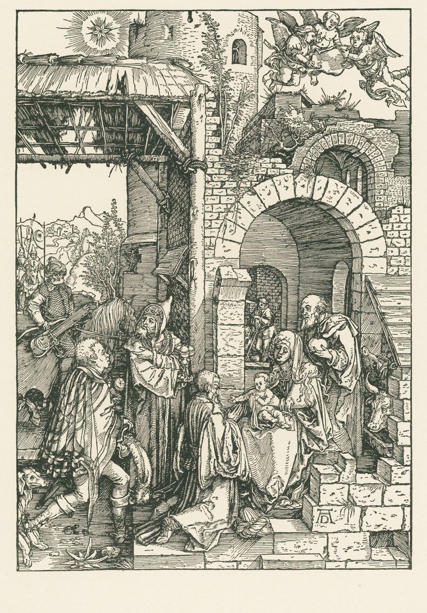 Pokłon Trzech Króli, ok. 1503 (drzeworyt) autorstwa Albrecht Dürer or Duerer