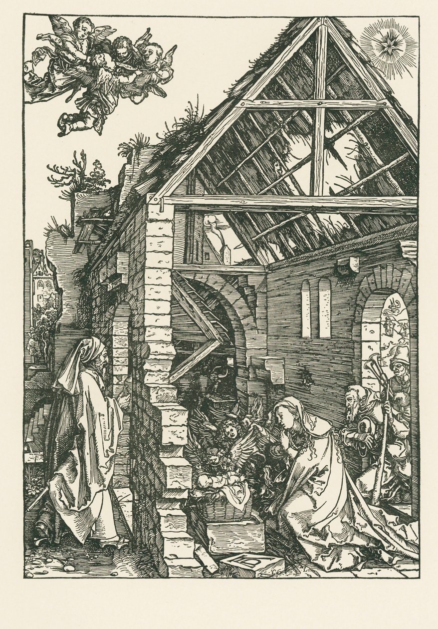 Adoracja pasterzy, ok. 1502-03 (drzeworyt) autorstwa Albrecht Dürer or Duerer