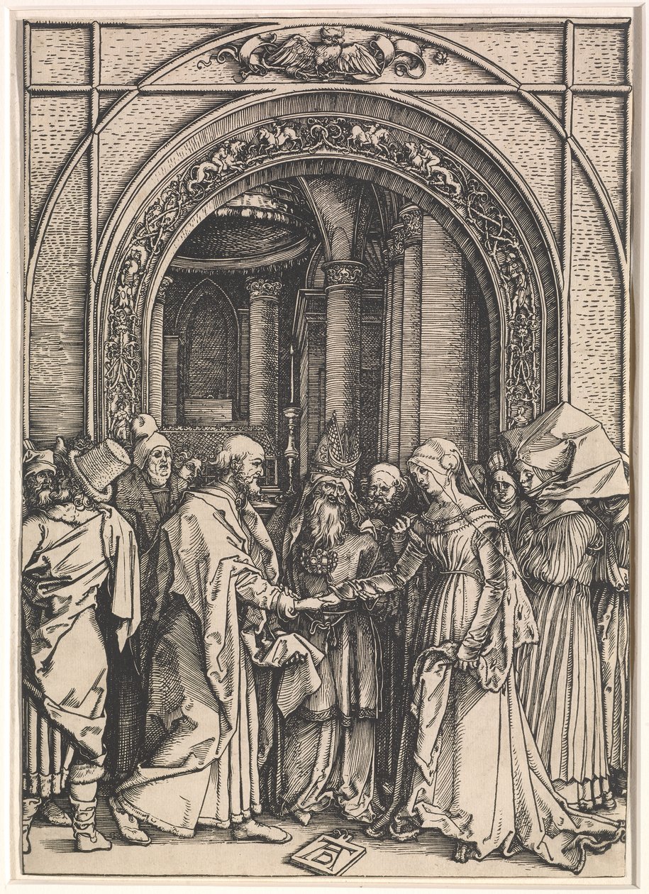 Zaręczyny Dziewicy z: Życie Dziewicy, ok.1504-05 (drzeworyt na papierze czerpanym) autorstwa Albrecht Dürer