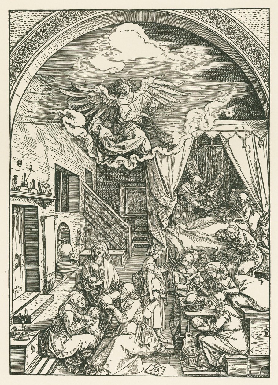 Narodziny Dziewicy, ok. 1503 (drzeworyt) autorstwa Albrecht Dürer or Duerer