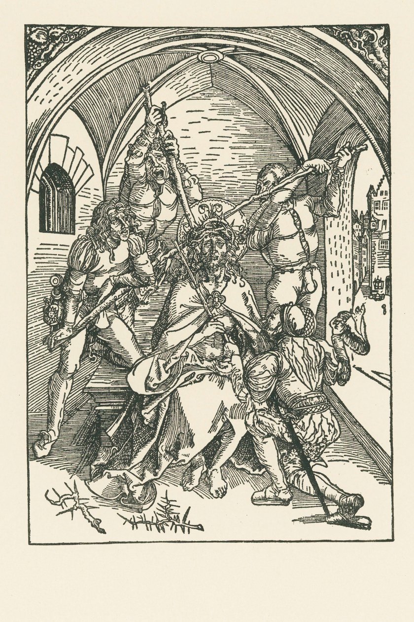 Koronowanie cierniem, ok. 1500 r. (drzeworyt) autorstwa Albrecht Dürer or Duerer