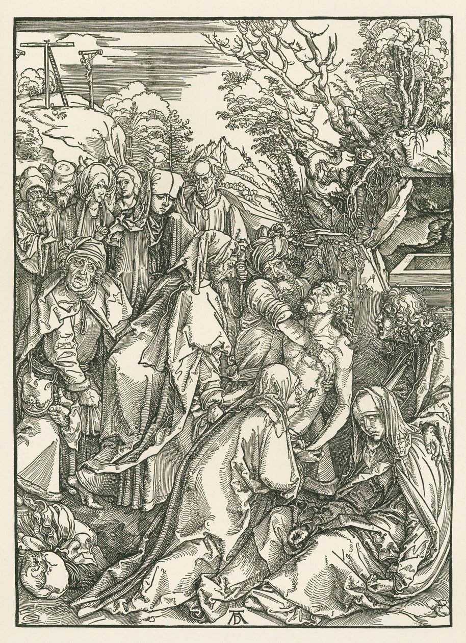 Złożenie do grobu, ok. 1496-97 (drzeworyt) autorstwa Albrecht Dürer or Duerer