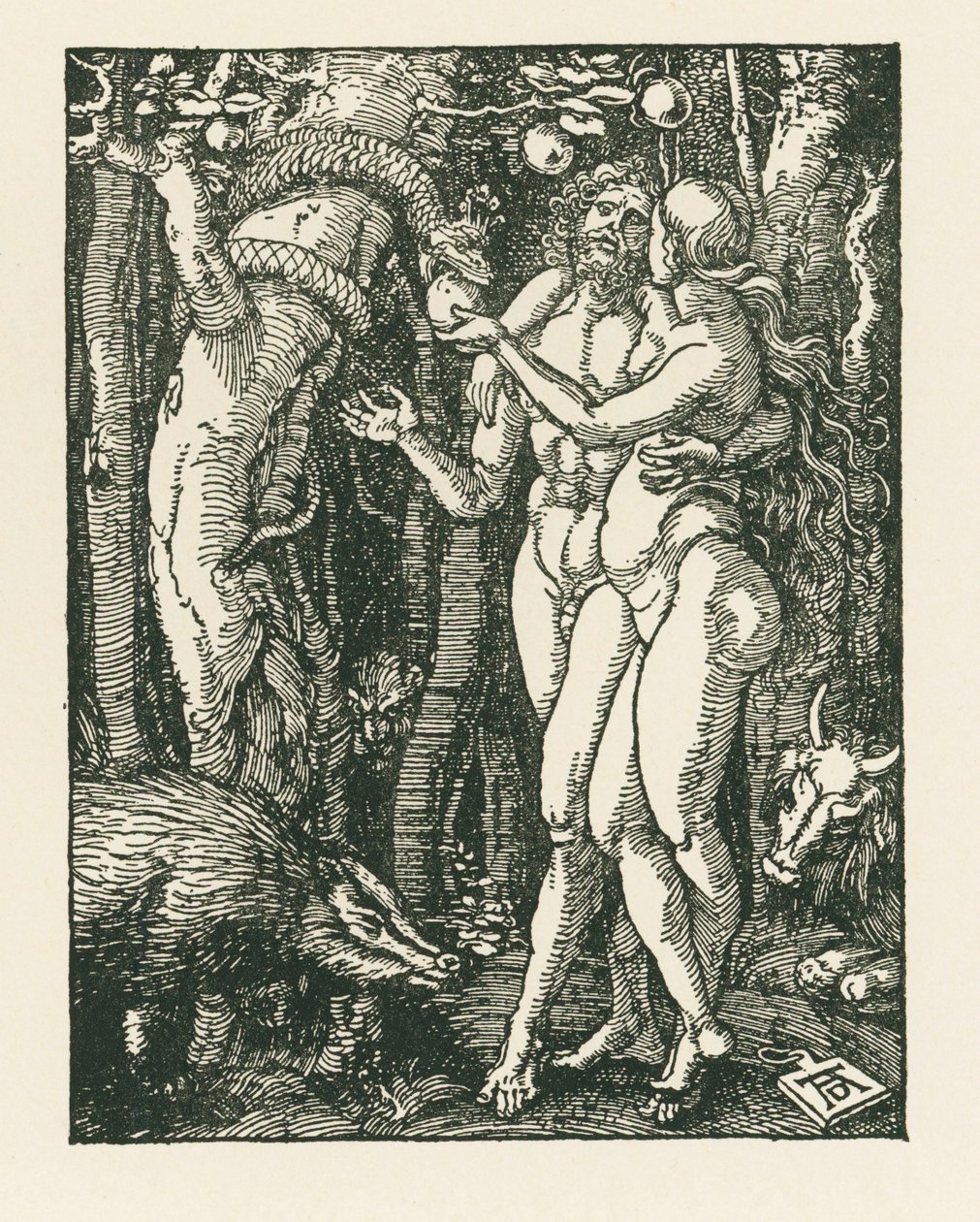 Upadek człowieka, ok. 1510 (drzeworyt) autorstwa Albrecht Dürer or Duerer