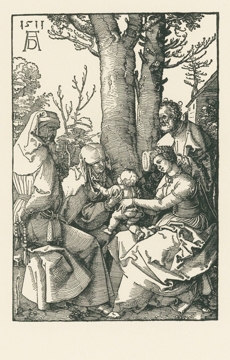 Święta Rodzina z Joachimem i Anną pod drzewem autorstwa Albrecht Dürer or Duerer
